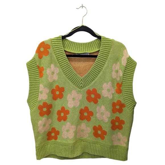 Zara Green Floral Sweater Vest - Picture 3 of 7
